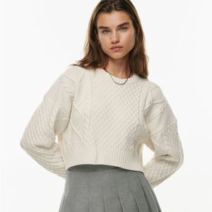 Aritzia Sunday Best Peggy Cropped Sweater in Whisper White - Size Large